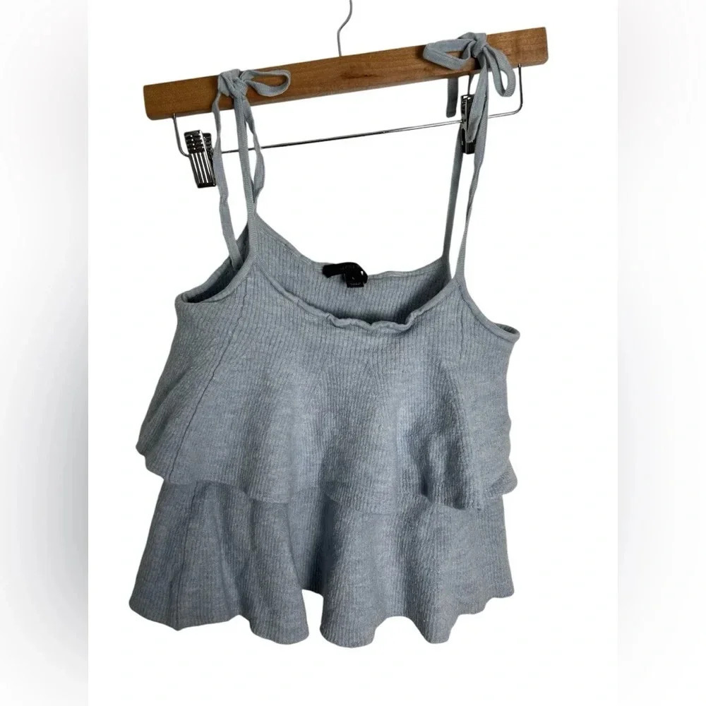J Crew Light Blue 100% Wool Layered Tank top Size Large - Picture 2 of 6